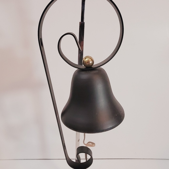 1950s Captains Bell Wall Mounted Black Metal Leather Cord NOS with Box Clang - Picture 3 of 11